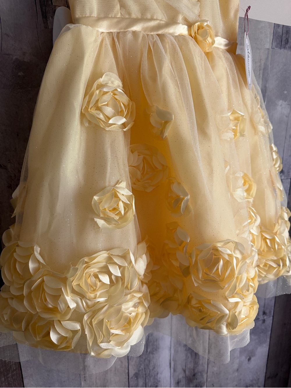 Yellow Floral Tulle Girls' Dress - Picture 13 of 16